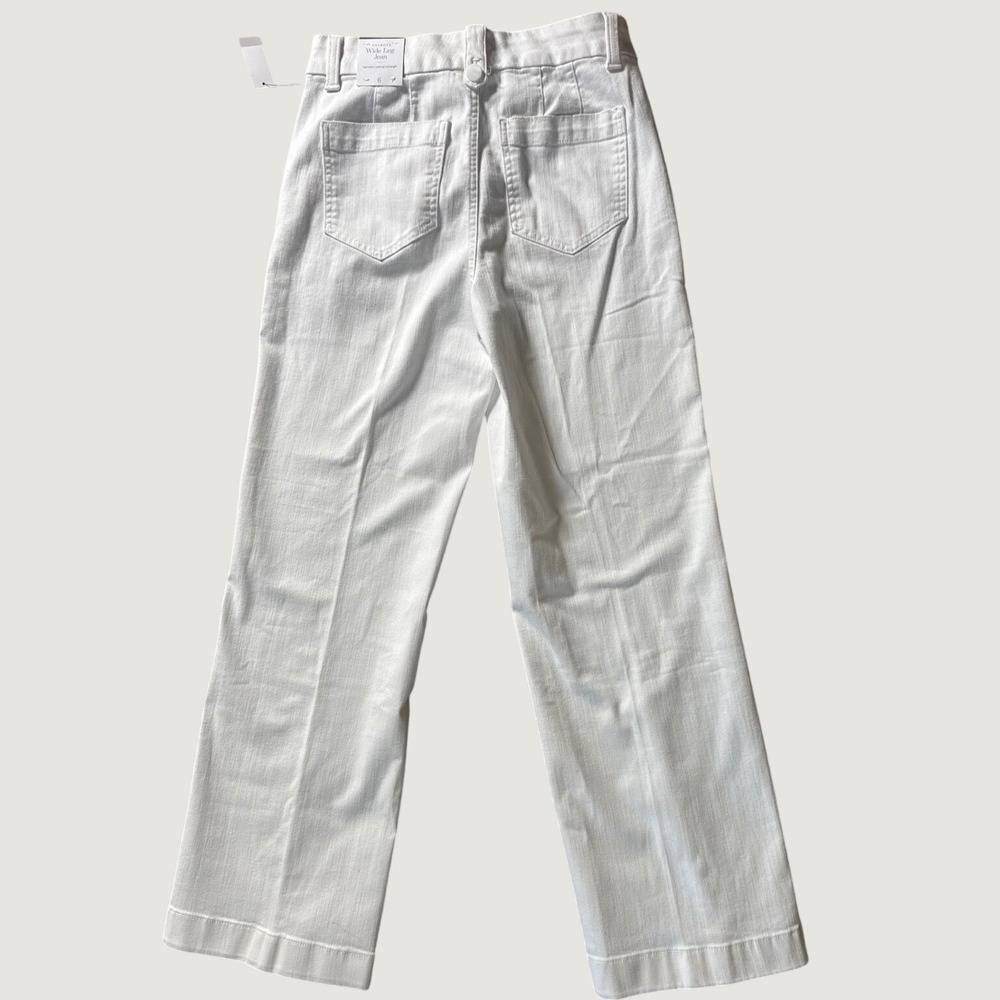 Talbots Wide Leg Jeans White High Waist Full Length Denim Pants Womens 6 NWT